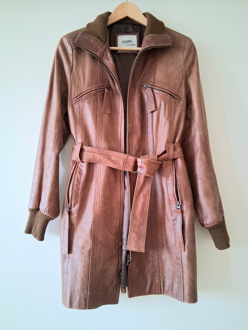Genuine Leather Trench Coat, Women Sz S/M